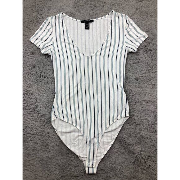 Forever 21 green and blue striped bodysuit - Picture 1 of 3